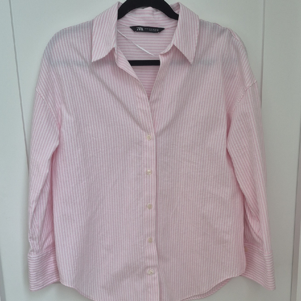 Zara Light Pink Striped Shirt